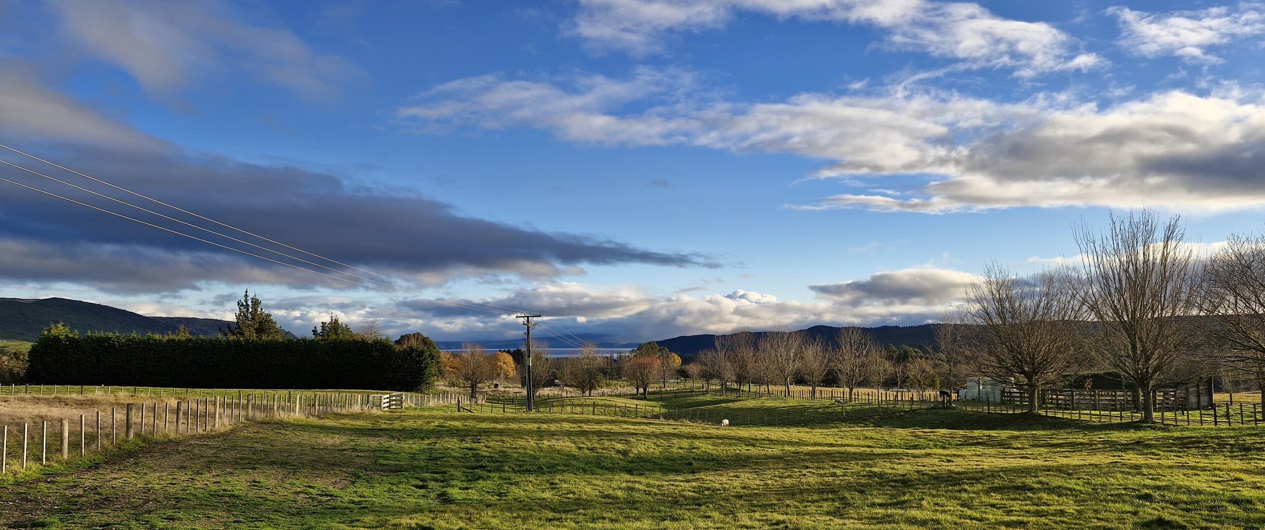 Fantail Fields view of Lake Taupō at golden hour